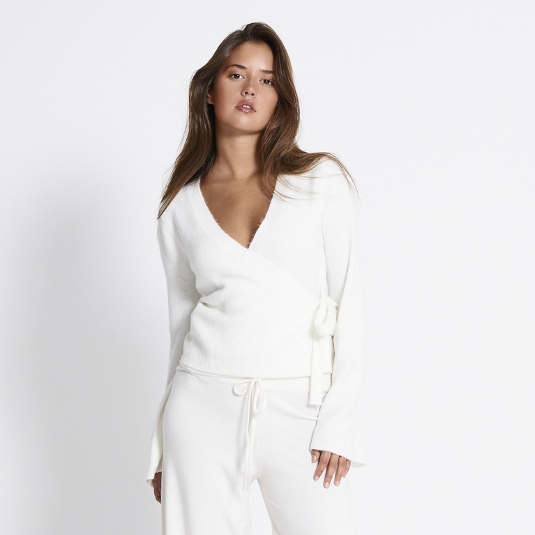 Wrap knit cardigan" Willow" Off white